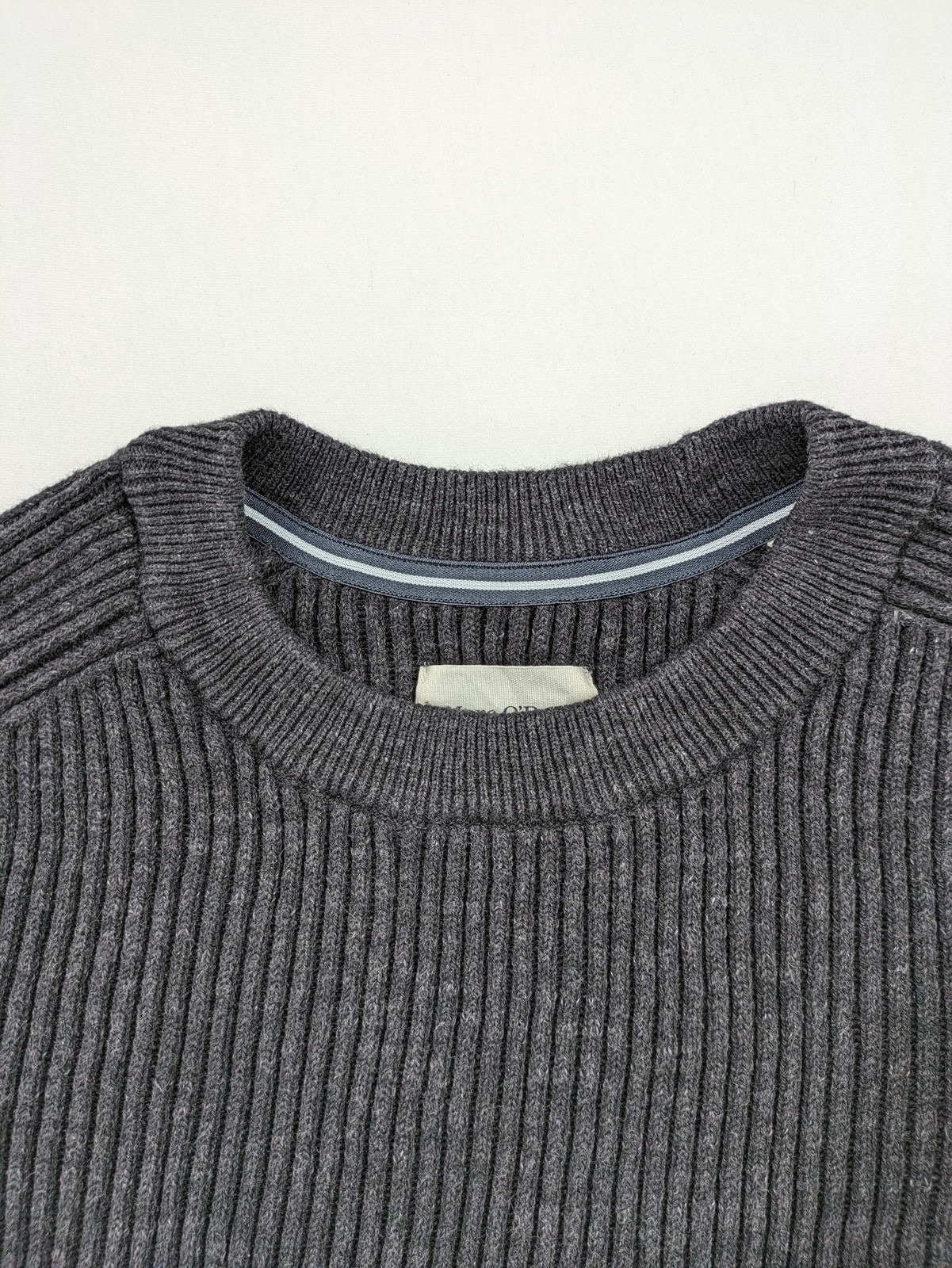 Marc O'Polo Herren schwerer Strickpullover Gerippt Rundhals Langarm Anthrazit image 5