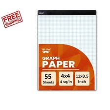 High-Quality 11 Inch x 8.5 Inch Graph Paper Pad - 4 Squares per Inch, 55 Sheets