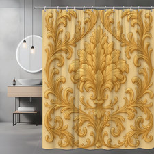 Elegant Gold Floral Shower Curtain for Luxurious Bathroom Decor