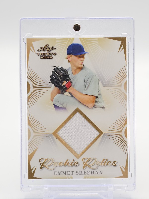 EMMET SHEEHAN 2023 LEAF TRINITY ROOKIE RELICS JERSEY PATCH ROOKIE #RR-1 A Q7420