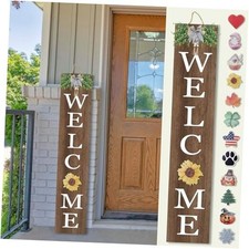 Interchangeable Welcome Sign for Front Porch Standing 47"X8" 47  8Inches Wood