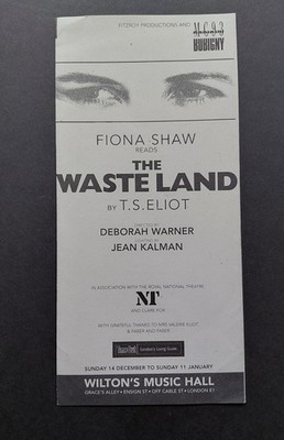 FIONA SHAW Theaterprogramm: Das Ödland TS Eliot