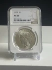 1923 Philadelphia Silver Peace Dollar $1 MS63 NGC Graded Coin