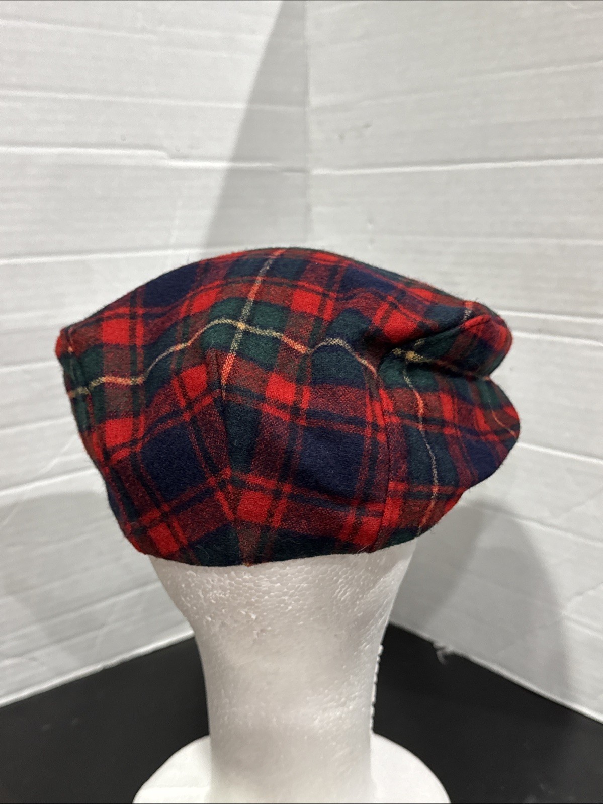 Vintage Pendleton Red Plaid Wool Flat Cap Newsboy… - image 3