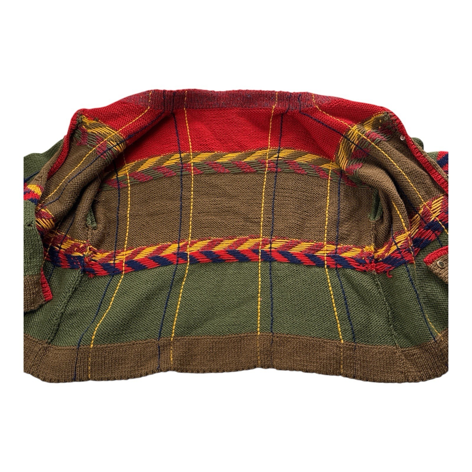 Hand Knit Wool Cardigan Jacket Patchwork Abstract… - image 6