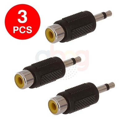 3 PCS 3.5mm Mono Male Plug to RCA Female Jack Adapter Audio Connector Converter