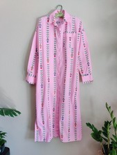 KARLIE Floral Vine Poplin Shirt Dress Maxi Pink Size Small Preppy Garden