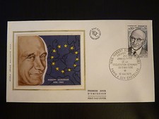 FRANCE PREMIER JOUR FDC N°1827  R.SCHUMAN  0,80+0,20F PARIS & SCY CHAZELLES 1975