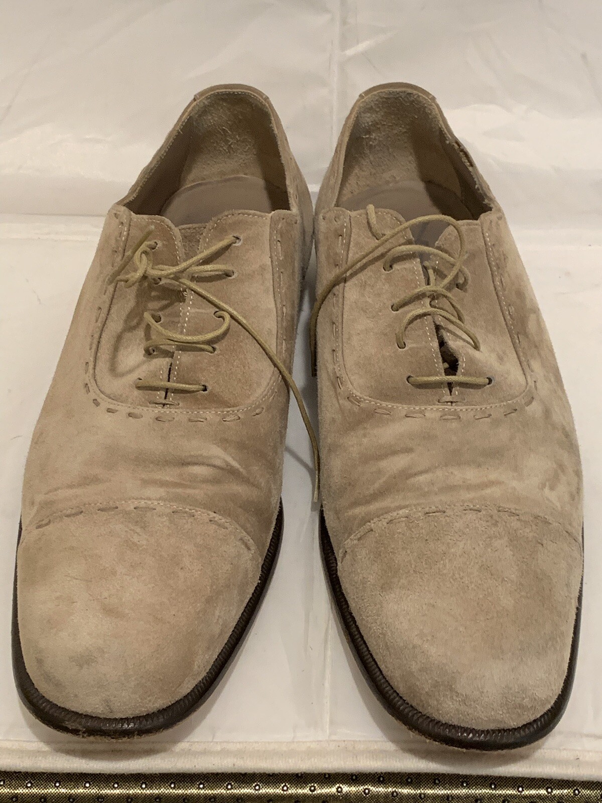 SCARPE DA UOMO YVES SAINT LAURENT IN PELLE SCAMOSCIATA CON LACCI PUNTA ITALIA TAGLIA 42$840