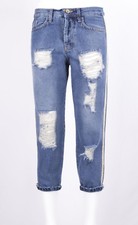 MARKUP DONNA JEANS BOYFRIEND  3/4 CON BUCHI E STRAPPI CHIARO CON BANDE LATERALI