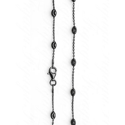 ITALY Black Rhodium Moon-cut Oval+Anchor Chain Necklaces-Ruthenium P Over Silver