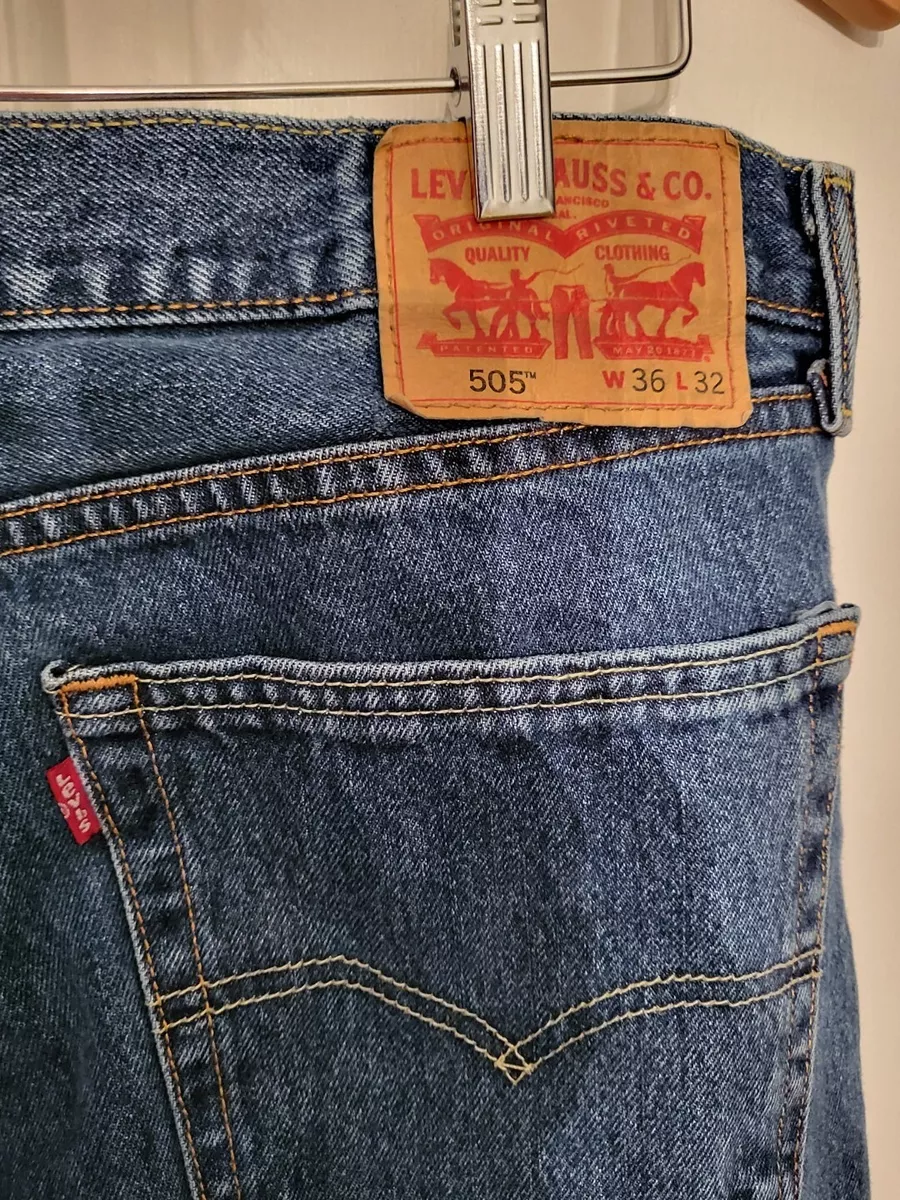 Mens Levis 505 Jeans Blue Denim 36x32 Red Tag Straight Leg Regular