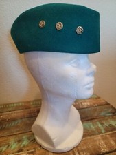 Vintage Lancaster Womens Beret Studded Hat Green 100% Wool Felt Made in USA EUC