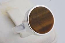 Natural Tiger's Eye Gemstone with 925 Sterling Silver Ring for Men's 1607