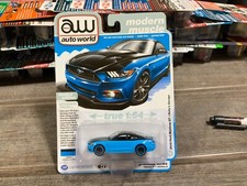 AW AUTO WORLD MODERN MUSCLE 2015 FORD MUSTANG GT PETTY BLUE AND BLACK