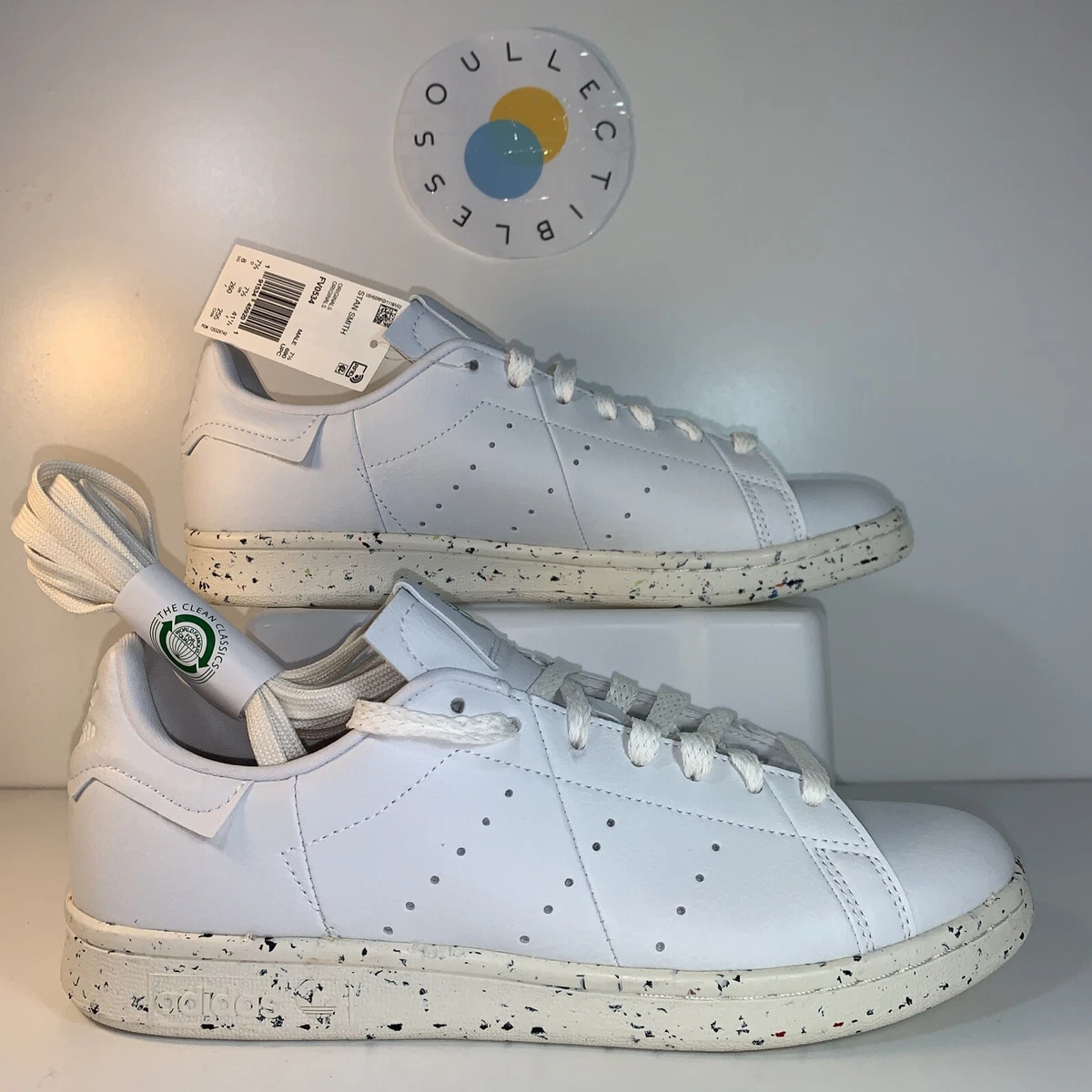 Adidas originals stan smith cheap white and green high-top trainers