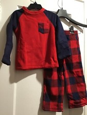 NEW Lands End Boys Pajamas Pjs Set FLEECE SZ 3T