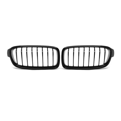 For BMW 3 Series F30 F31 F35 2012-18 ABS Gloss Black Front Bumper Kidney Grilles - Picture 7 of 16