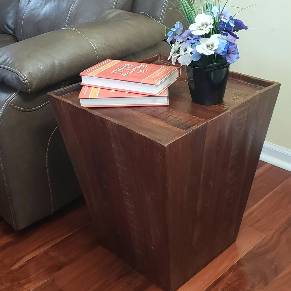 Reclaimed cone shaped 18 inch Square Side table | Accent Table | End Table - Image 2 of 4