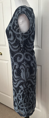 Julia Jordan Womens Sz 4 Blue Lace Lined Stretch Sheath Dress Knee Length  Pencil | eBay