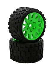 NEW Powerhobby Scorpion Belted Monster Truck Tires / Wheels w 17mm Hex (2) GREEN