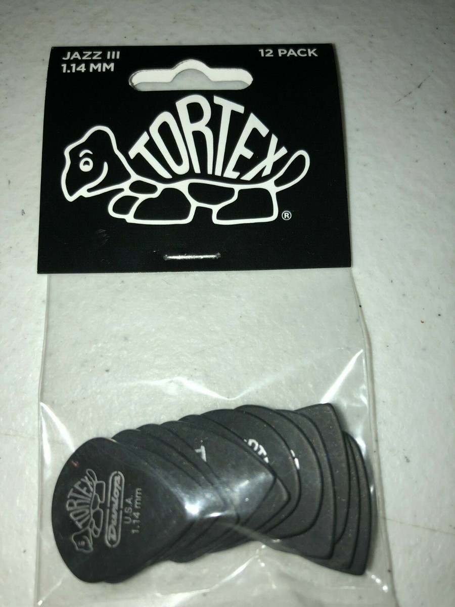 Dunlop 482 TORTEX PITCH BLACK JAZZ III Picks (12-Pack) 1.14 Mm