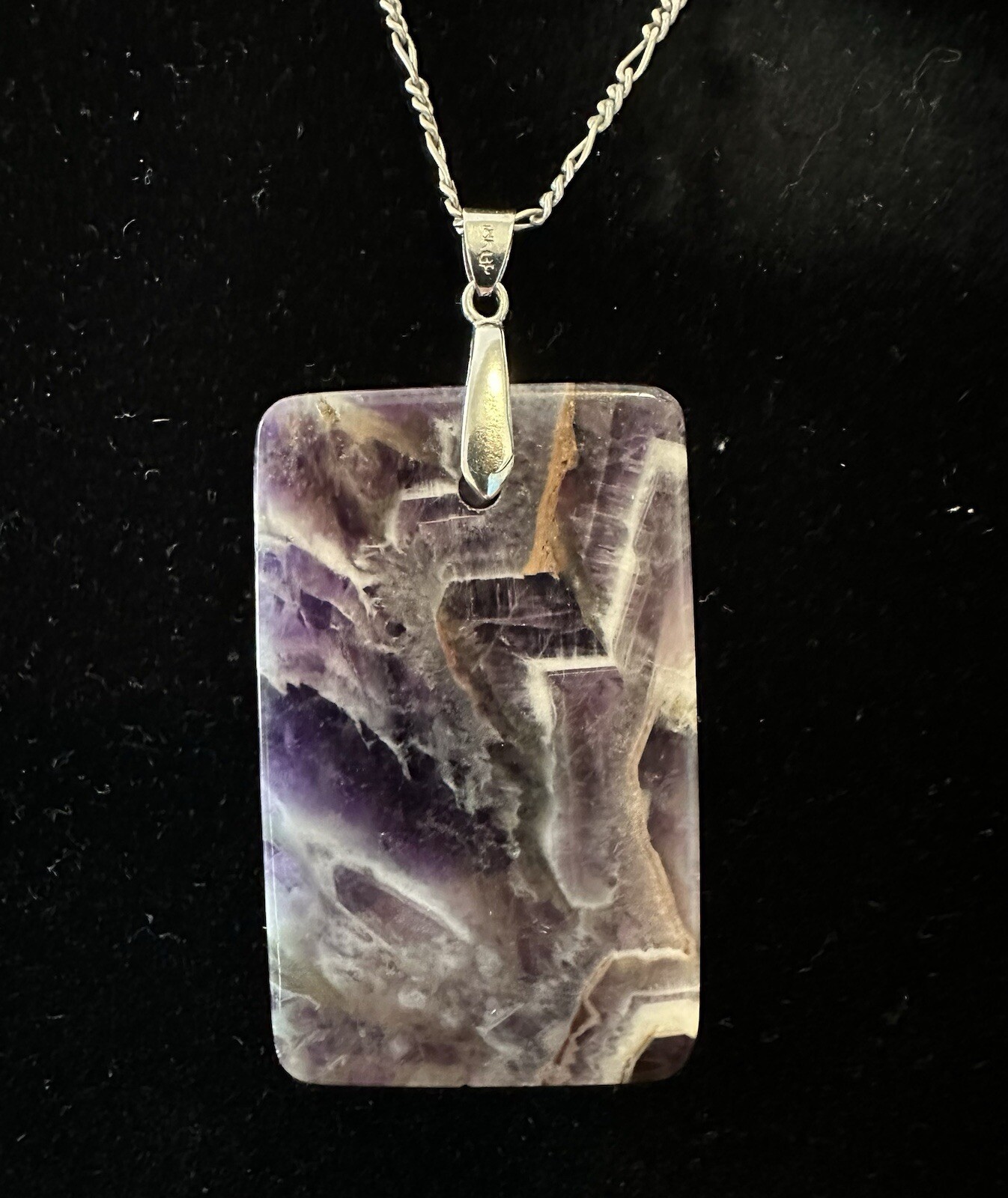 Vintage Solid Sterling Silver Chain With Amethyst… - image 2