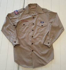 Boy Scouts Uniform Shirt Size Mens Small Tan LongSleeve BSA Official Made in USA