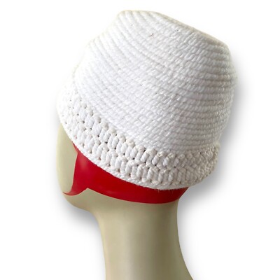 Vintage 1940s Everitt Needlepoint Womens White Beehive Tilt Hat Sculpted Toque Vintage 1940 main image 4