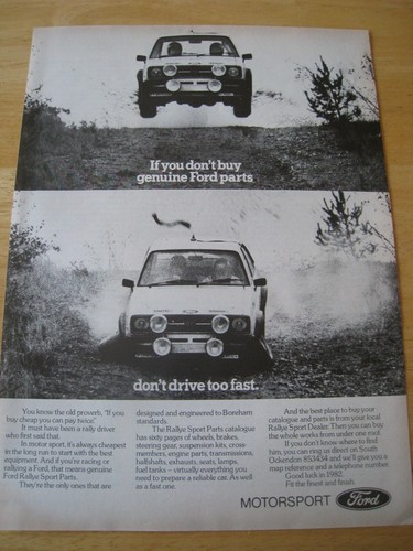 MOTORSPORT FORD MOTOR TEILE AUTO 1982 WERBEFERTIG RAHMEN A4 GRÖßE DATEI W
