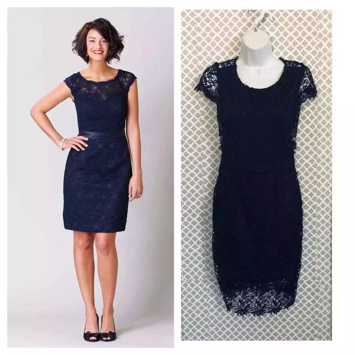 navy blue lace dress