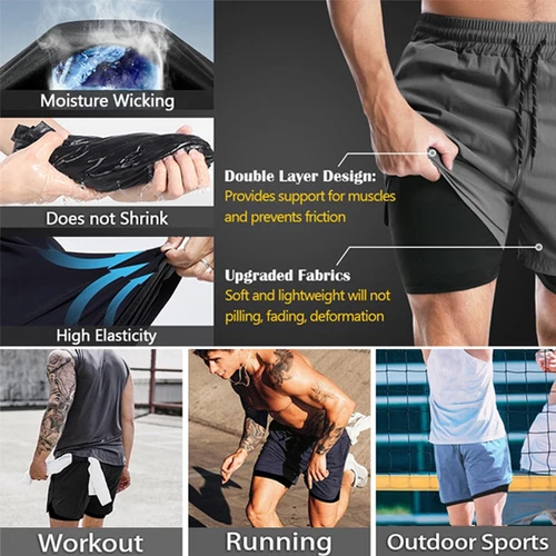 Men's Sports Training Running Bodybuilding Workout Fitness Shorts Gym Pants Run - Picture 7 of 23