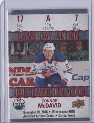Connor McDavid Game Day Action 2017-18 UD Tim Hortons #GDA-7 Edmonton Oilers