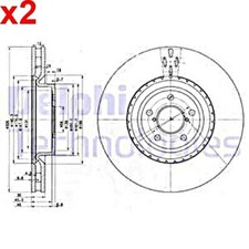 2X DELPHI Bremsscheibe Für SUBARU Impreza 26300-FE000