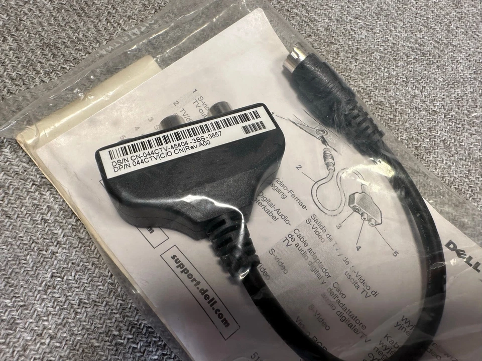 NEW! SEALED! Dell DS/N CN-044CTV-47110-351-0124 S-VIDEO TO RCA Adapter Cable - Image 2 of 4