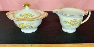 Antique Meito China Produced In Japan 1908-1954 Creamer and Sugar Set with Lid