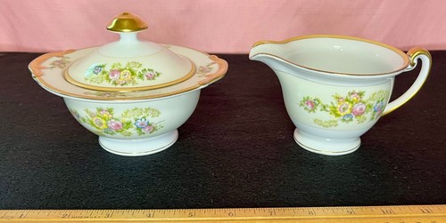 Antique Meito China Produced In Japan  1908-1954 Creamer and Sugar Set with Lid