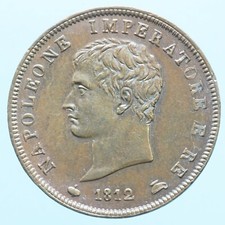 NAPOLEONE RE D'ITALIA SOLDO 1812 MILANO STATI PREUNITARI COPPER COIN CURRENCY