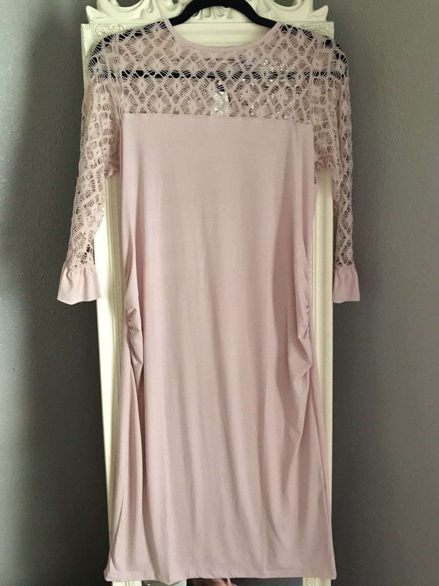 NWT Woman's Bluebelle Maternity Dress Dusty Blush Rose Pink Crochet Lace  size 12 | eBay