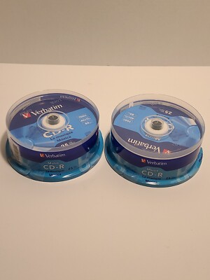 2x25pk VERBATIM Music CD-R 40X  Branded Logo 700MB Audio Disc Spindle 96155