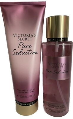 Victoria Secret Pure Seduction Body Mist 8.4 Oz & Body Lotion 8 Oz Set New!