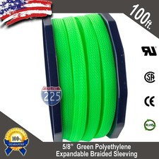100 FT. 5/8" Green Expandable Wire Cable Sleeving Sheathing Braided Loom Tubing