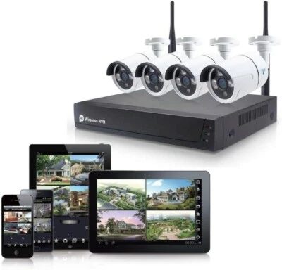 TELECAMERA WI-FI ESTERNO,KIT VIDEOSORVEGLIANZA WIRELESS,4 CANALI FULL HD - Immagine 1 di 4