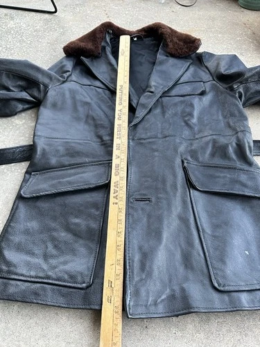 Vintage Leather Belted Barnstormer Coat Aviation Old War Jacket Removable Collar image 9