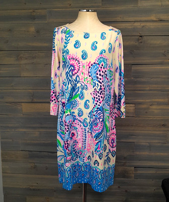 Lilly Pulitzer Sophie Dress Womens XL Macadamia Haute Cature Print UPF 50
