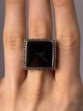 925 Sterling Silver Pyramid Cut Ring, Sz 7.75