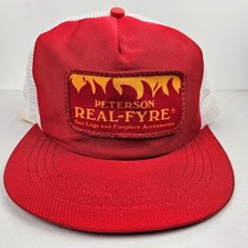 Vintage USA MADE Peterson Real Fyre Patch Trucker Hat Snapback Dad Cap