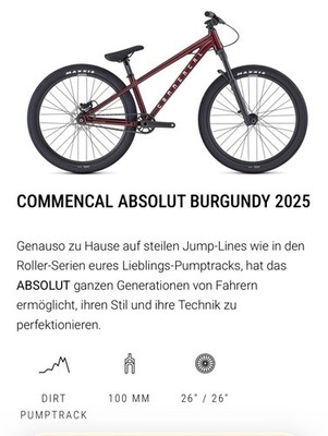 Dirthbike commencal absolut burgundy