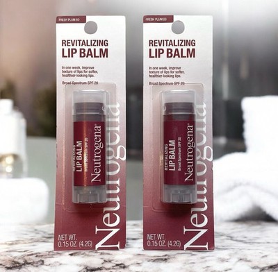 2 Pack~0.15 oz NEW SEALED Neutrogena Revitalizing Lip Balm SPF 20 Fresh Plum 60