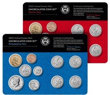 Juego de monedas 2025 P D EE. UU. sin circular como nuevas cajas selladas (sin abrir) con centavos %